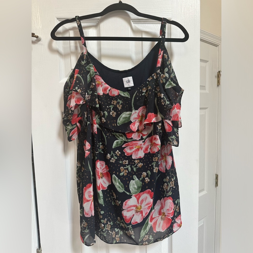 Cabi Cold shoulder floral cami